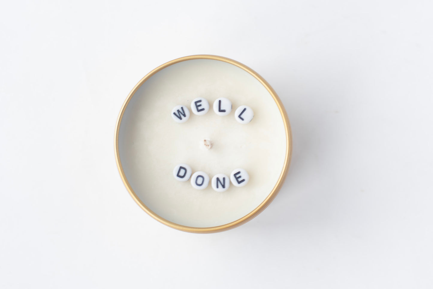 Hidden Message Candle in Gold Tin